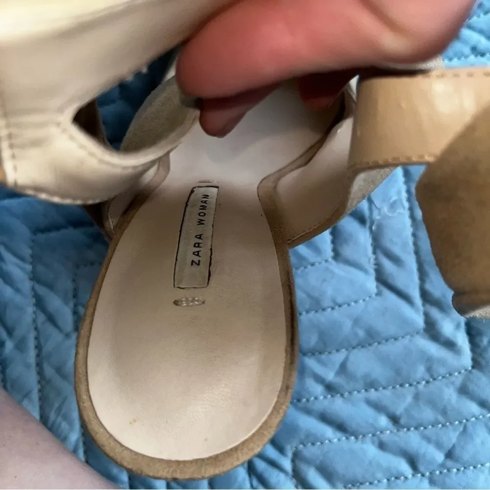 zara bow tie beige heels size 37